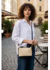Toile Black Detailed Canvas Double Strap Womens Handbag and Shoulder Bag