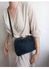 Toile Black Nubuck Suede Lock Handle Womens Handbag and Shoulder Bag