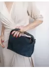 Toile Black Nubuck Suede Lock Handle Womens Handbag and Shoulder Bag