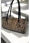 Vanilia Leopar Cilt Retro Pinterest Kadın El Ve Omuz Çantası