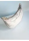Vanya Krem Süet Mini Fermuar Kapamalı Kadın El Ve Omuz Çantası