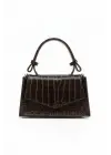 Zeus Brown Croco Chain Strap Womens Handbag and Shoulder Bag
