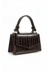 Zeus Brown Croco Chain Strap Womens Handbag and Shoulder Bag
