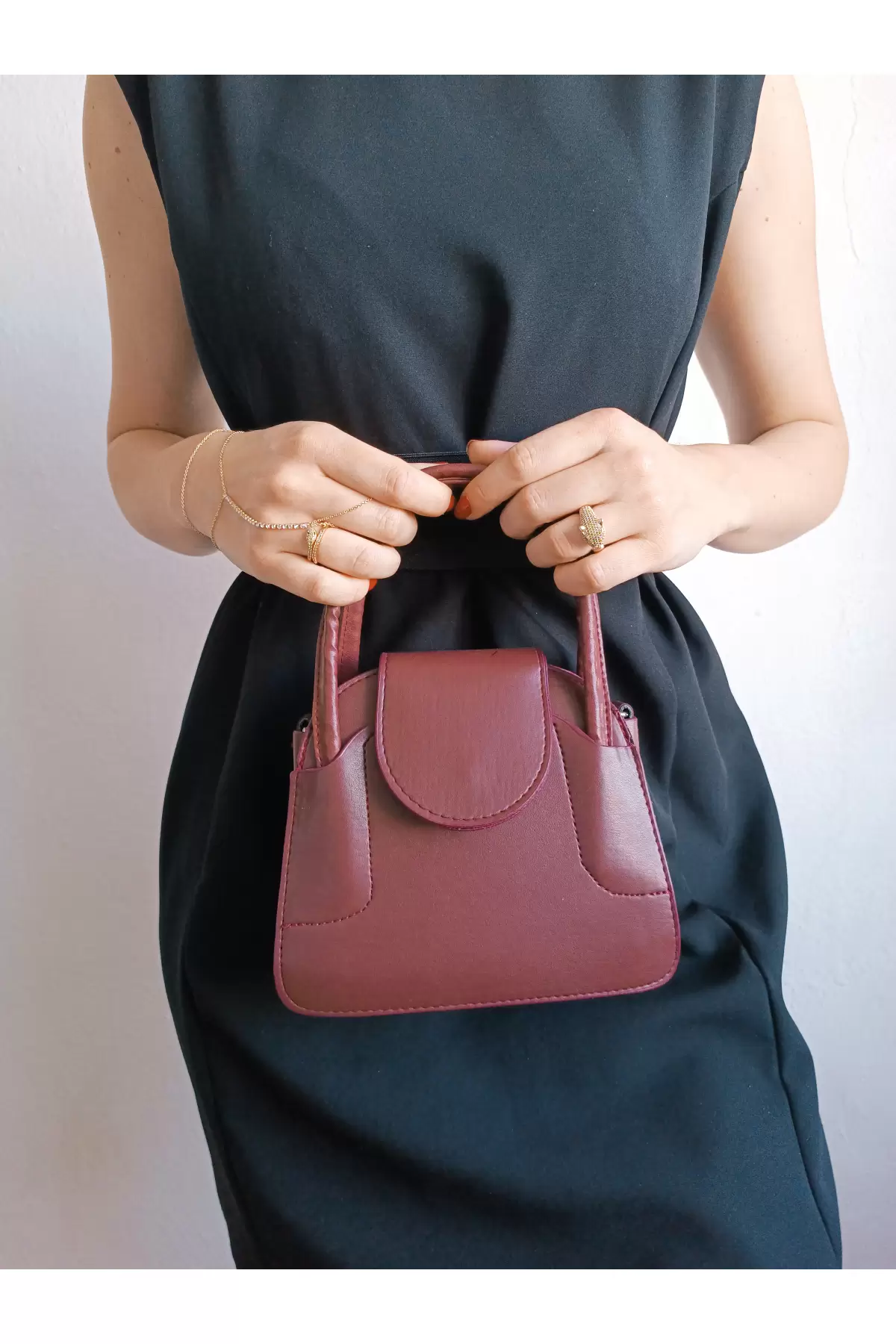 Adler Claret Red Covered Mini Womens Hand and Shoulder Bag