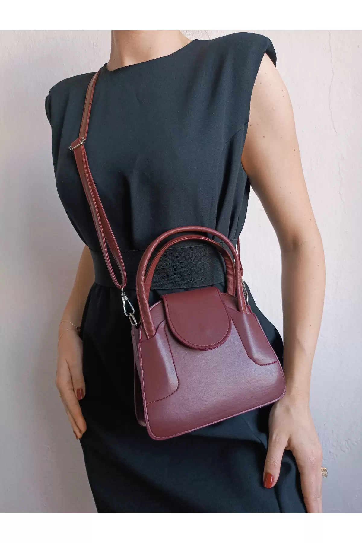 Adler Claret Red Covered Mini Womens Hand and Shoulder Bag