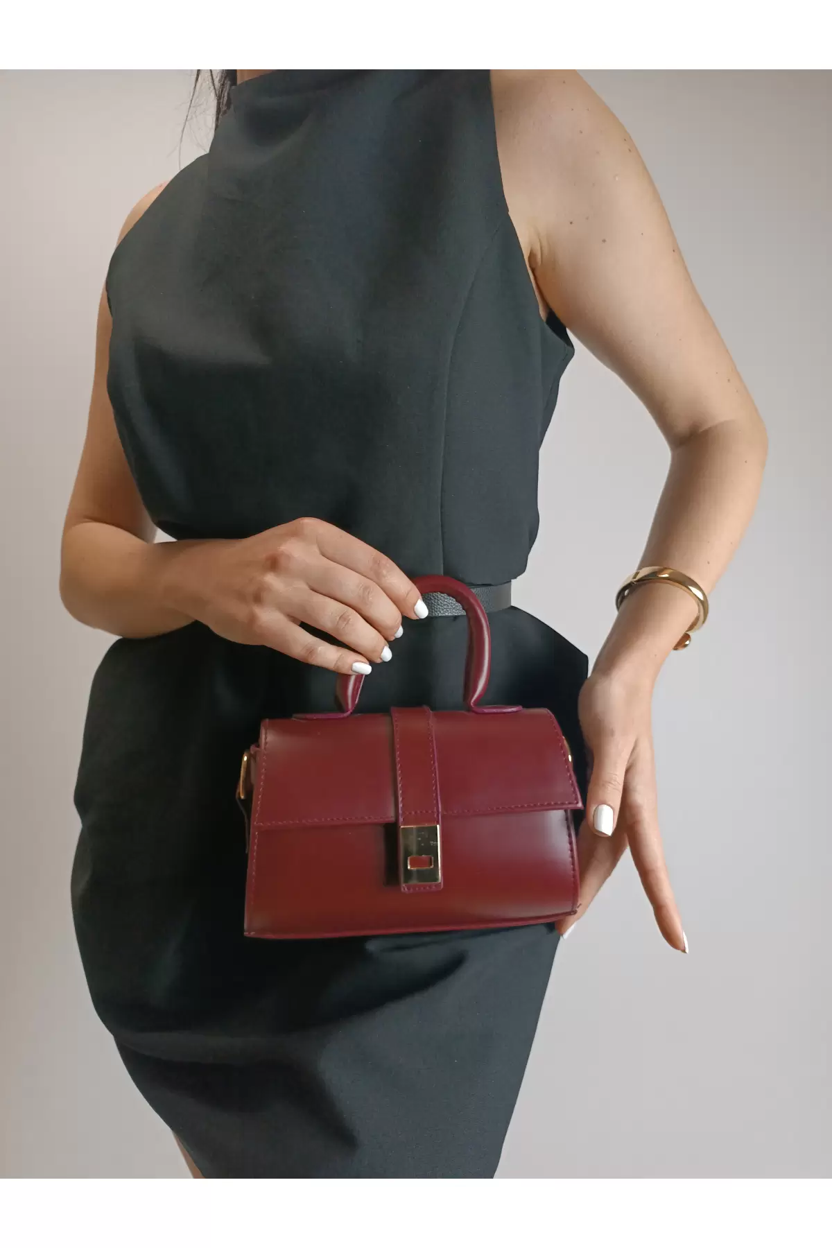 Deyz Bordo Mini Boy Günlük El Ve Omuz Çantası