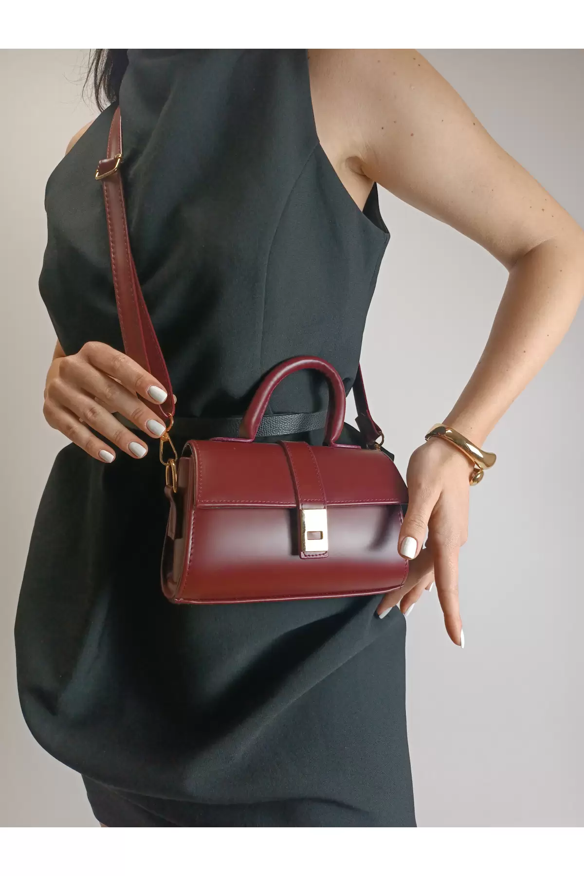 Deyz Bordo Mini Boy Günlük El Ve Omuz Çantası