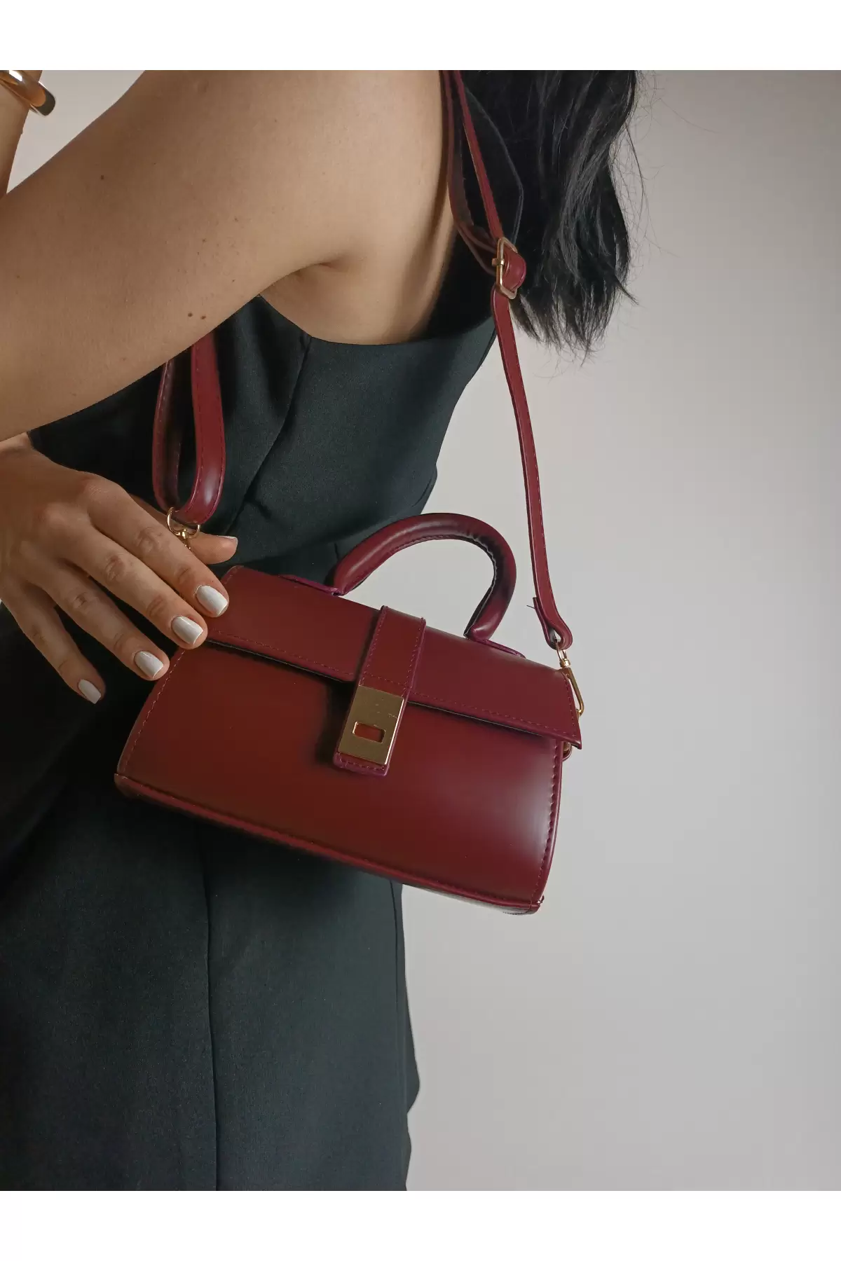 Deyz Bordo Mini Boy Günlük El Ve Omuz Çantası