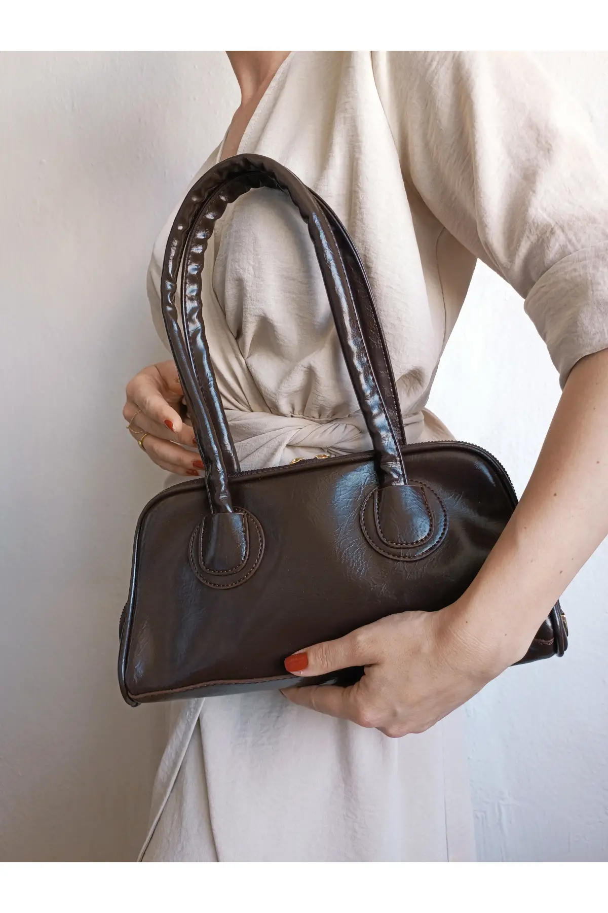 Henna Bitter Brown Binding Zipper Closure Pinterest Model Womens Shoulder Bag