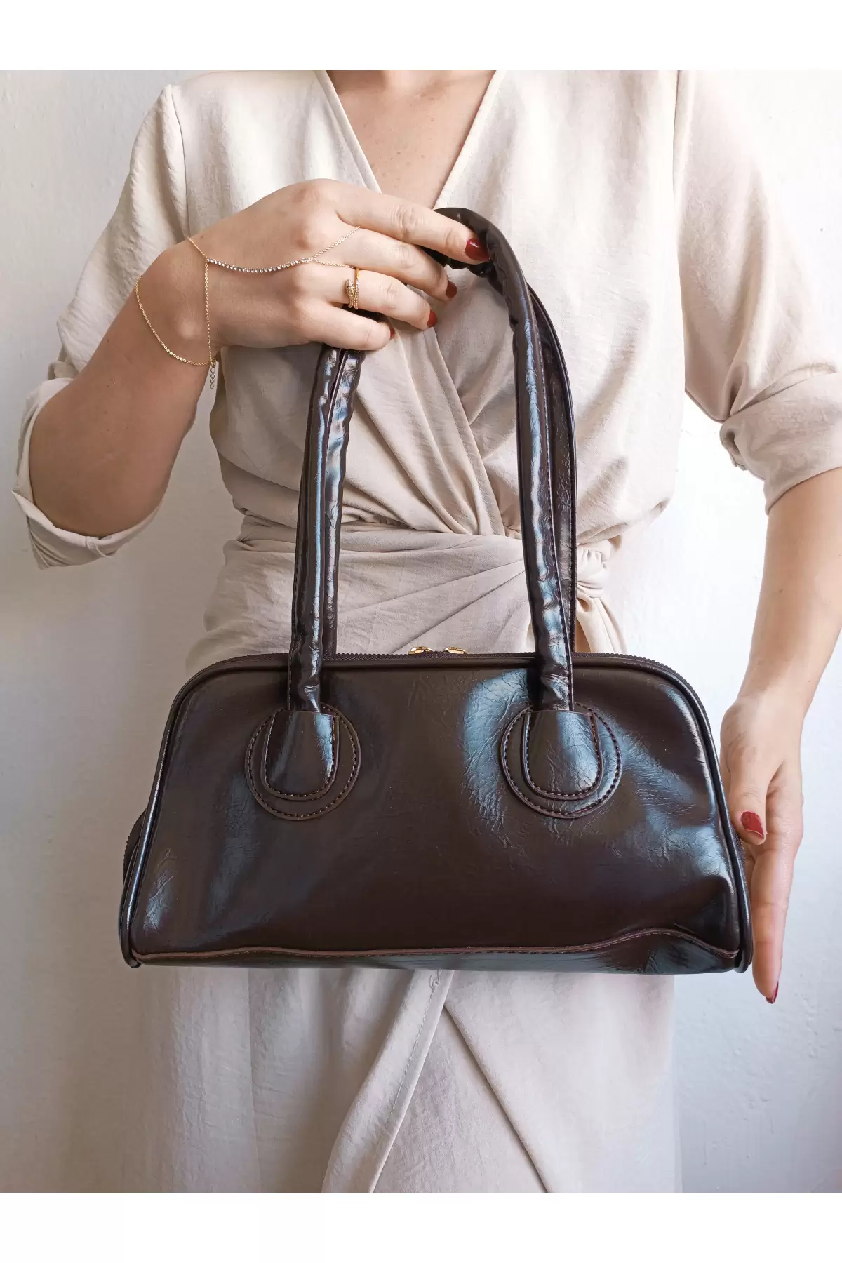 Henna Bitter Brown Binding Zipper Closure Pinterest Model Womens Shoulder Bag