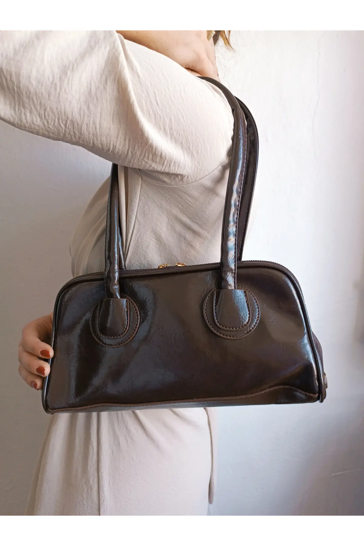 Henna Bitter Brown Binding Zipper Closure Pinterest Model Womens Shoulder Bag