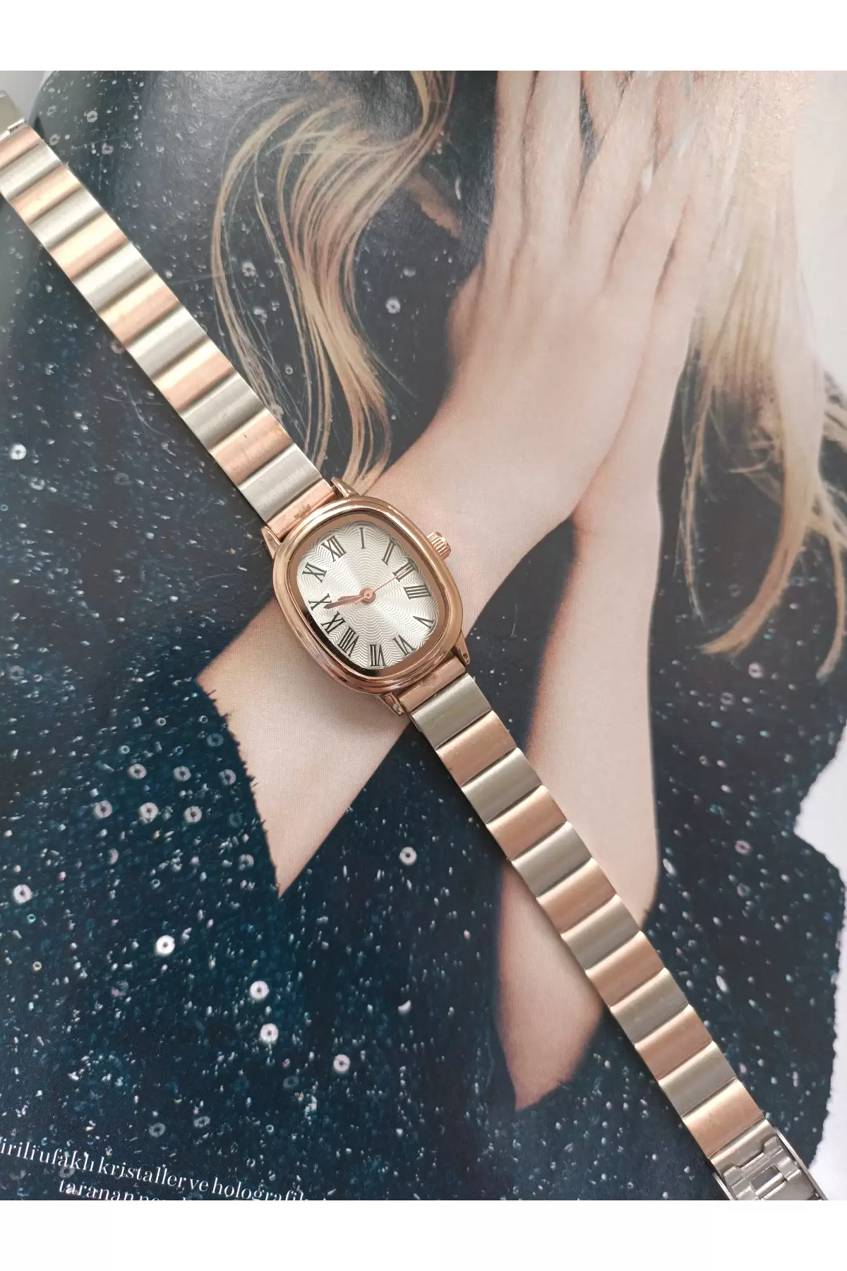 Arkansas RoseGold-Gümüş Renk Beyaz Kadran Oval Minimal Kadın Kol Saati
