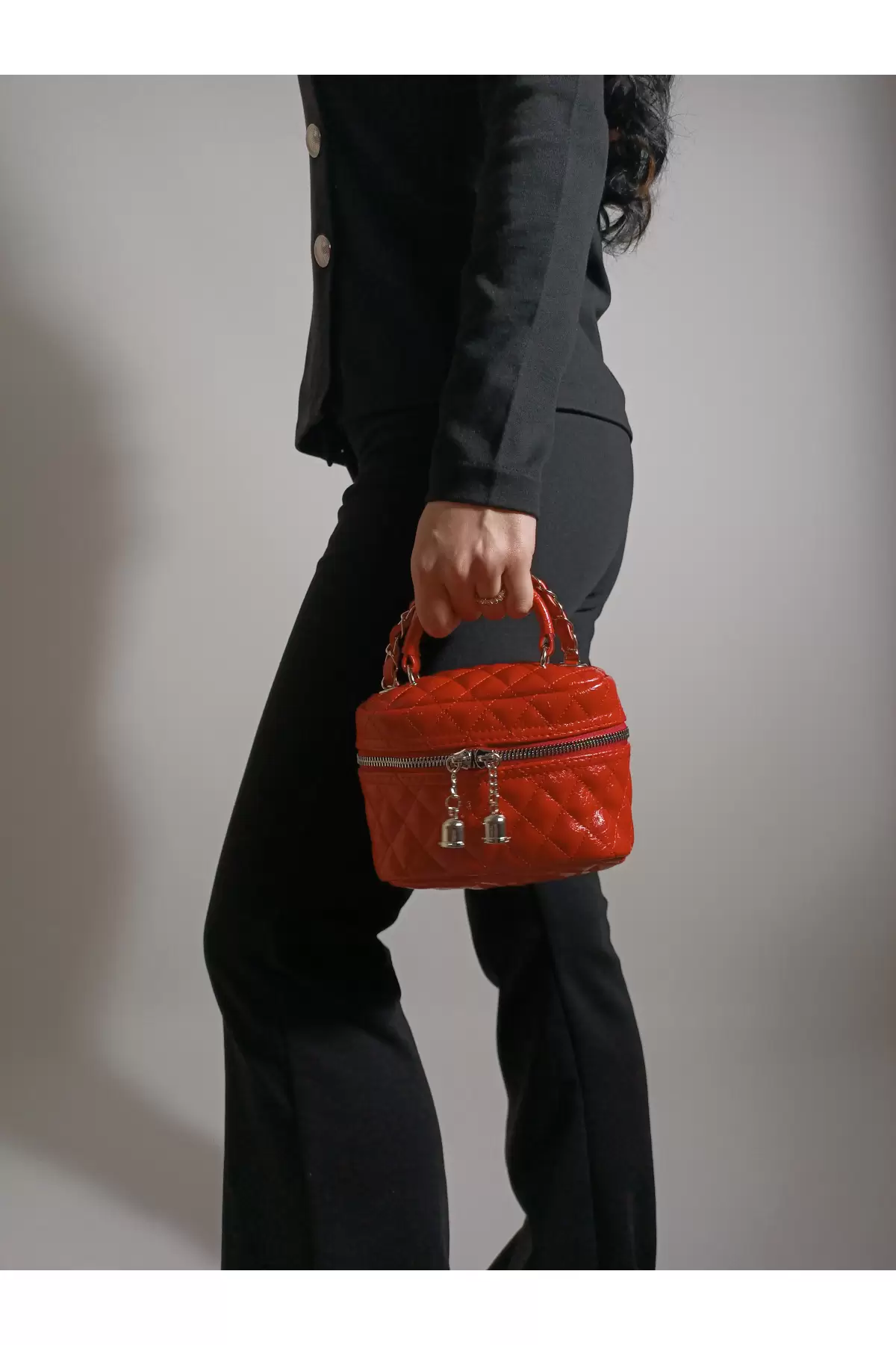 Leslie Red Patent Leather Womens Box Shoulder Bag