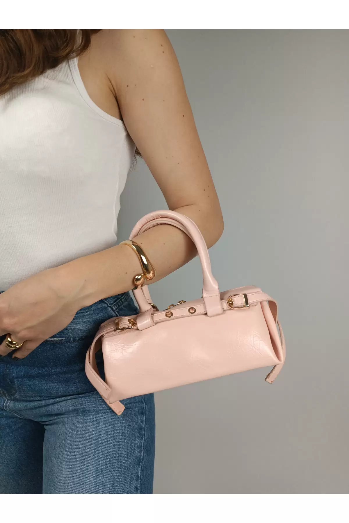 Libby Pembe Kadın Mini Kemer Detaylı El Ve Omuz Çantası