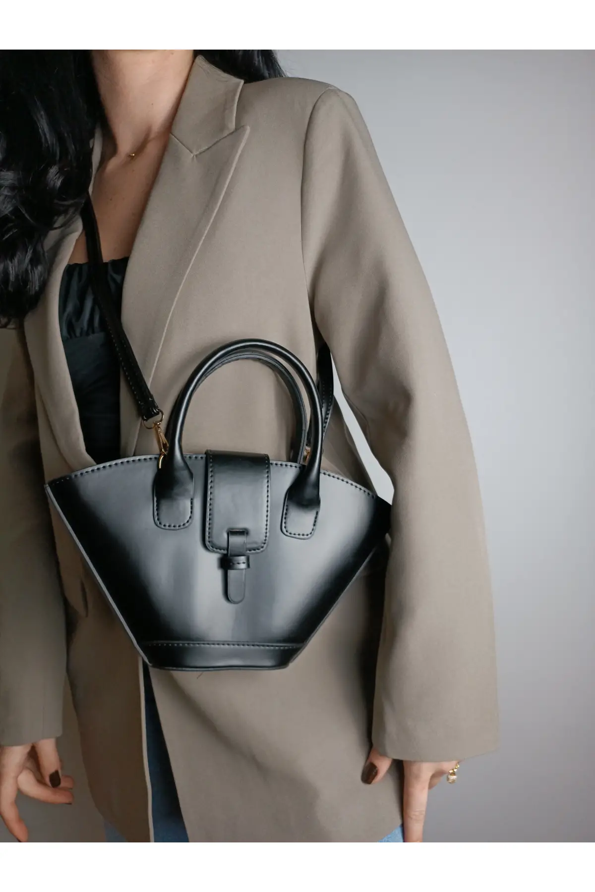 Poppy Siyah Kova Model El Kol Ve Omuz Çantası