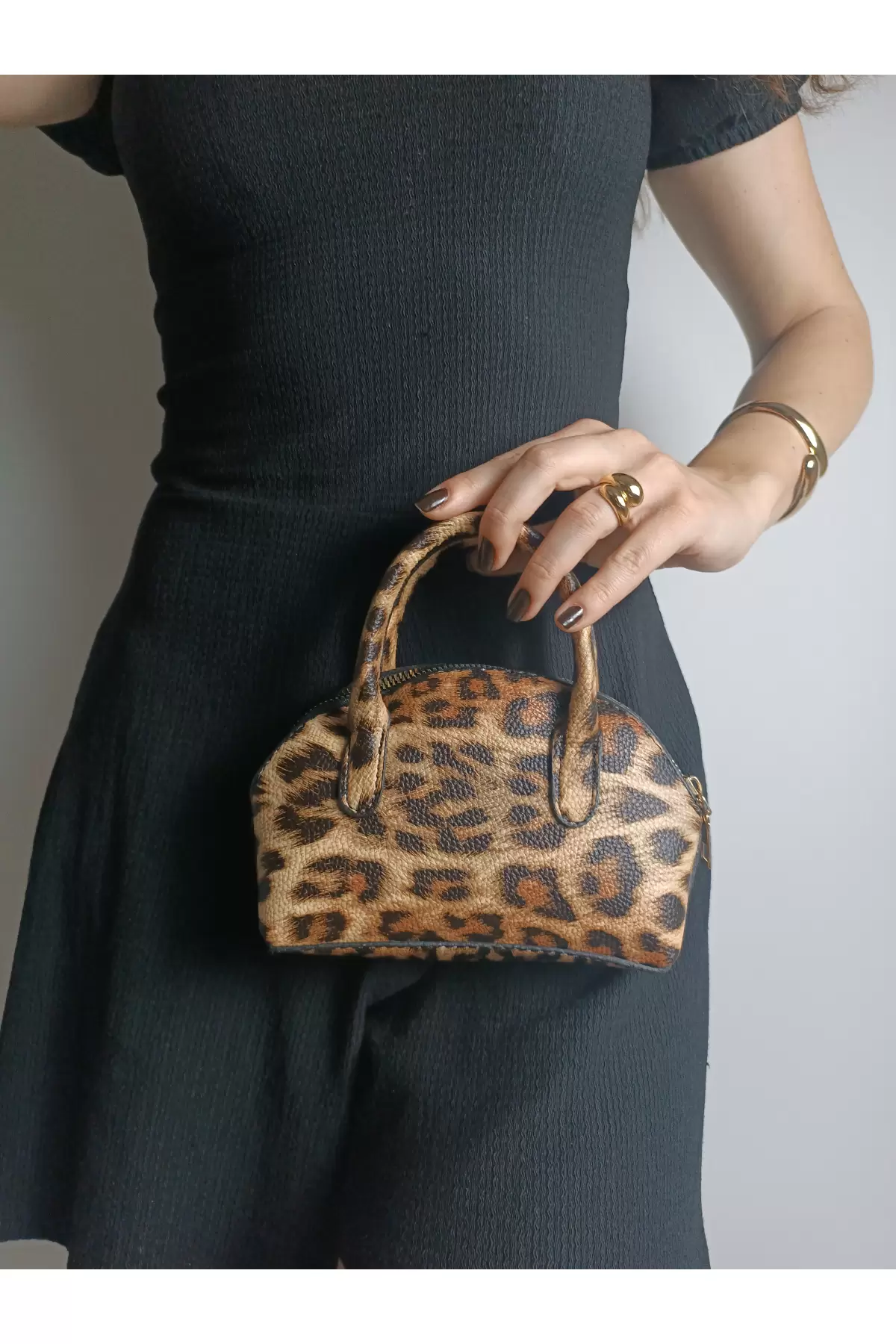 Sapphire Leopard Brown Mini Womens Hand and Shoulder Bag