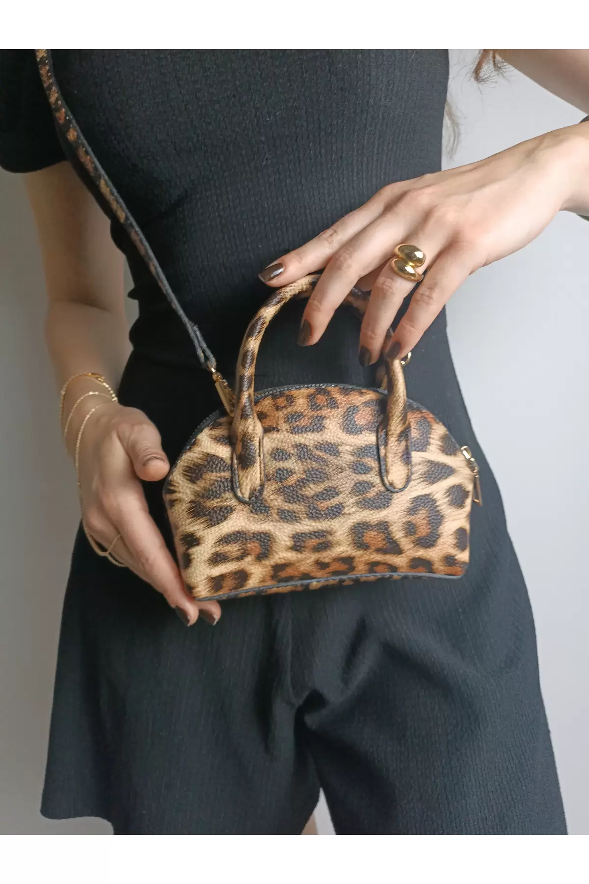Sapphire Leopard Brown Mini Womens Hand and Shoulder Bag
