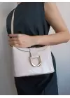 Amy Cream Patent Leather Box Form Womens Shoulder Bag with Buckle Accessories