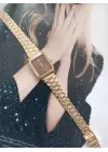 Arizona Gold Rengi Bordo Kadran Kare Retro Kadın Kol Saati