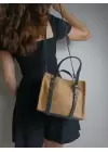 Asya Siyah Kadın Hasır Örgülü Tokalı El Ve Omuz Çantası