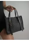 Asya Siyah Kadın Örgülü Tokalı El Ve Omuz Çantası