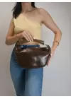 Begonia Acı Kahve Gold Tasarım Saplı Kadın El Kol Ve Omuz Çantası