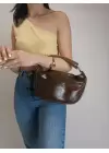 Begonia Acı Kahve Gold Tasarım Saplı Kadın El Kol Ve Omuz Çantası