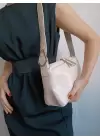 Celia Cream Womens Shoulder Bag with Side Buckle Detail