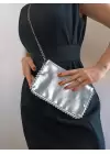 Dally Silver Color Beaded Chain Strap Womens Wallet Bag