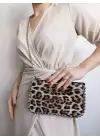 Dally Leopard Pattern Beaded Chain Strap Womens Wallet Bag