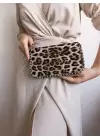 Dally Leopard Pattern Beaded Chain Strap Womens Wallet Bag