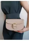 Gloria Mink Front Buckle Detailed Box Skin Trend Womens Shoulder Bag