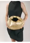 Helen Gold Knotted Knitted Pattern Womens Handbag