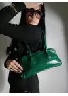Henna Yeşil Cilt Fermuar Kapama Pinterest Model Kadın Omuz Çantası