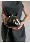 Josiana Metal İstiridye Model Zincir Askılı Dokulu Clutch Abiye Portföy Çanta
