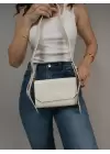 Ketty White Croco Box Form Womens Shoulder Bag
