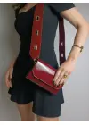 Ketty Claret Red Shiny Patent Leather Box Form Womens Shoulder Bag