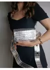 Ketty Silver Croco Box Form Womens Shoulder Bag