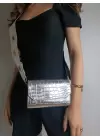 Ketty Silver Croco Box Form Womens Shoulder Bag