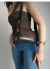 Ketty Kahve Croco Kutu Formlu Kadın Omuz Çantası