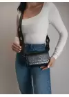 Ketty Black Croco Box Form Womens Shoulder Bag