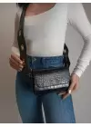 Ketty Black Croco Box Form Womens Shoulder Bag
