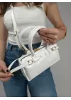 Libby Beyaz Kadın Mini Kemer Detaylı El Ve Omuz Çantası