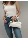 Libby Beyaz Kadın Mini Kemer Detaylı El Ve Omuz Çantası