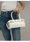 Libby Beyaz Kadın Mini Kemer Detaylı El Ve Omuz Çantası