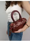 Libby Bordo Kadın Mini Kemer Detaylı El Ve Omuz Çantası