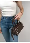 Libby Kahve Kadın Mini Kemer Detaylı El Ve Omuz Çantası