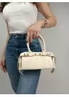 Libby Krem Kadın Mini Kemer Detaylı El Ve Omuz Çantası