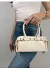 Libby Krem Kadın Mini Kemer Detaylı El Ve Omuz Çantası