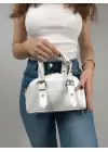 Lismary Beyaz Kemer Detay Fermuar Kapama Kadın Omuz Çantası